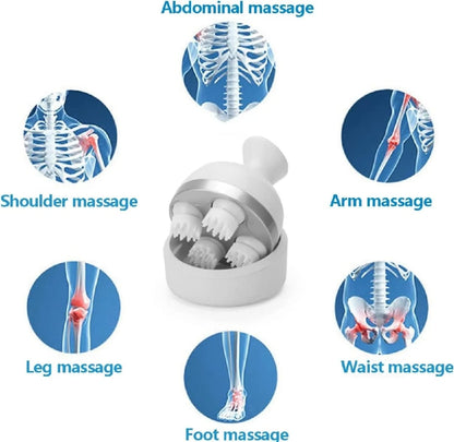 Electric Scalp Massager with 4 Tissue Kneading Nodes – Waterproof Handheld Head & Full Body Massager for Stress Relief